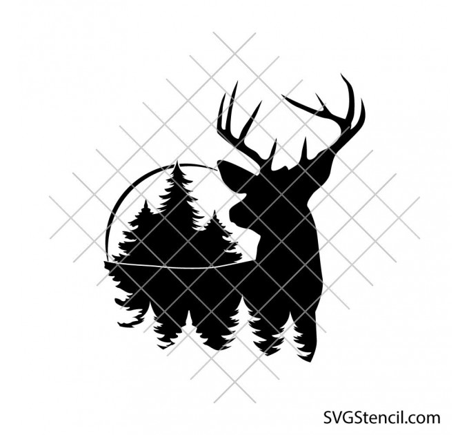 Deer forest silhouette svg | Hunting svg | Woodland animal svg