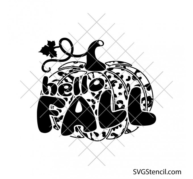 Hello fall leopard pumpkin svg | Animal print svg | Fall quote svg