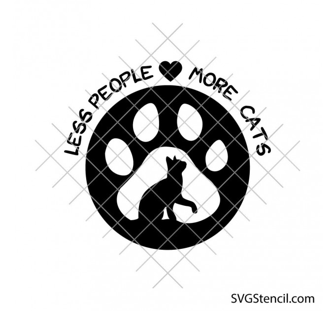 Less people more cats svg | Antisocial quote | Cute kiten svg