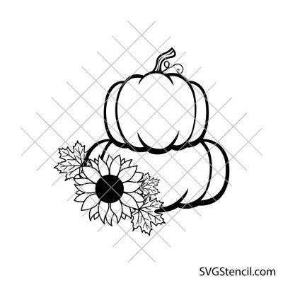 Pumpkin and sunflower svg | Stacked pumpkins svg | Farmhouse fall svg