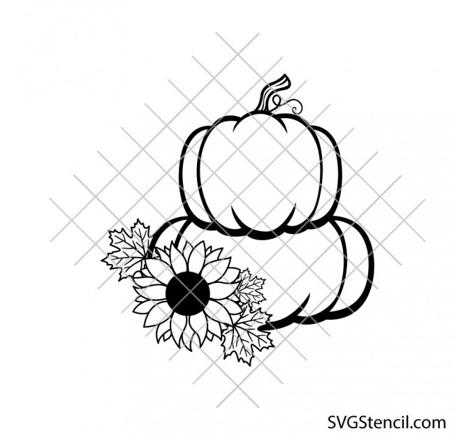 Pumpkin and sunflower svg | Stacked pumpkins svg | Farmhouse fall svg