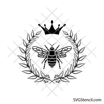 Crown bee wreath svg | Queen bee svg | Honey bee svg Crown bee wreath svg | Queen bee svg | Honey bee svg