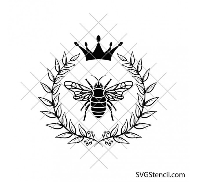 Crown bee wreath svg | Queen bee svg | Honey bee svg