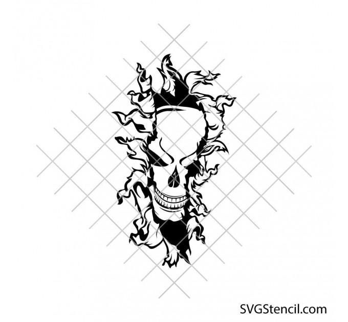 Skull in the wall svg | Peeking skull svg | Creepy skeleton svg