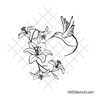 Hummingbird tiger lily svg | Floral bird svg | Hummingbird with flowers svg Hummingbird tiger lily svg | Floral bird svg | Hummingbird with flowers svg