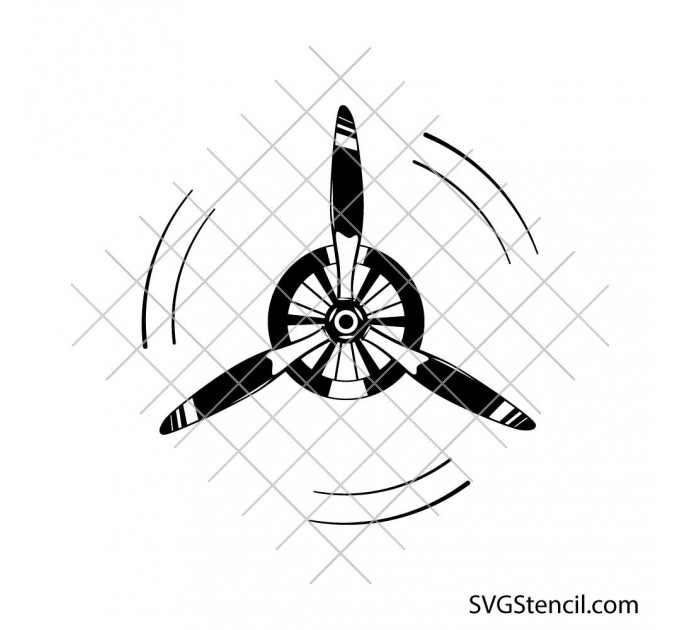 Airplane propeller svg | Vintage aircraft engine silhouette