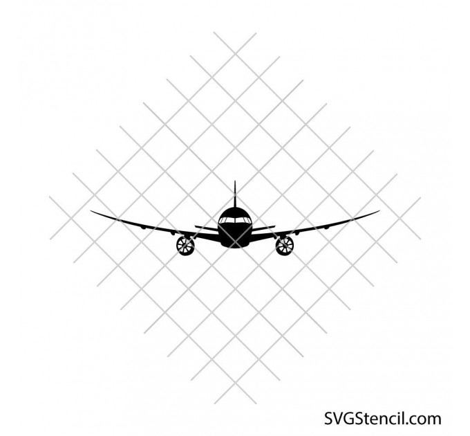Airplane front view svg | Commercial plane silhouette cut file for Cricut & Silhouette
