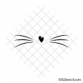 Cat whiskers svg | Heart nose svg | Kitty face svg