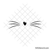 Cat whiskers svg | Heart nose svg | Kitty face svg
