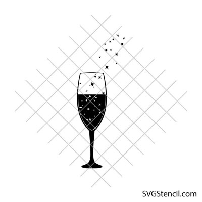 Sparkling champagne glass svg | Celebration drink clipart for cricut and laser cutting