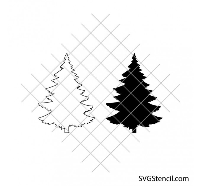 Christmas tree svg | Pine tree silhouette cut file | Winter forest clipart for cricut and silhouette