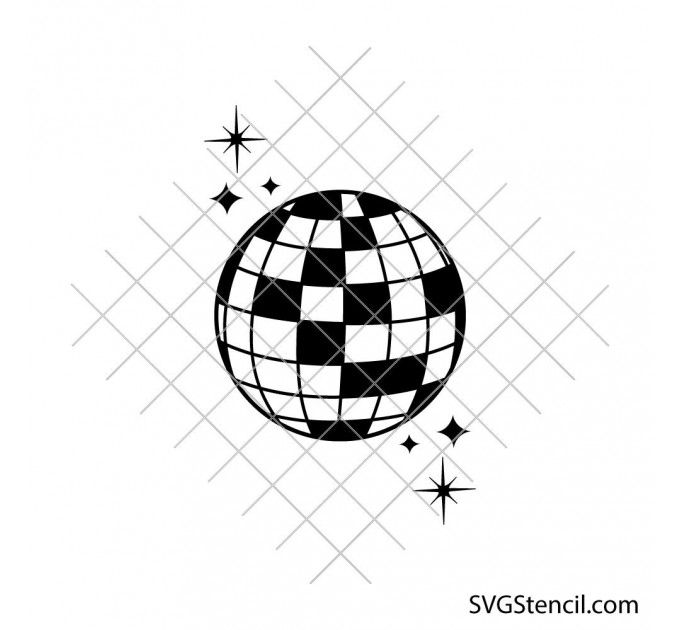 Disco ball svg | Retro party dance clipart | Sparkle disco sphere cut file