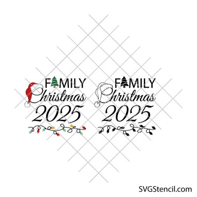 Family Christmas 2025 svg | Santa hat and lights cut file | Holiday family shirt design for cricut