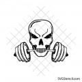Skull with barbell svg | Hardcore fitness gym cut file | Weightlifting cricut design