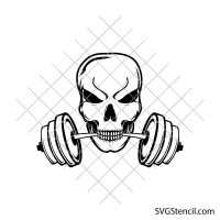 Skull with barbell svg | Hardcore fitness gym cut file | Weightlifting cricut design