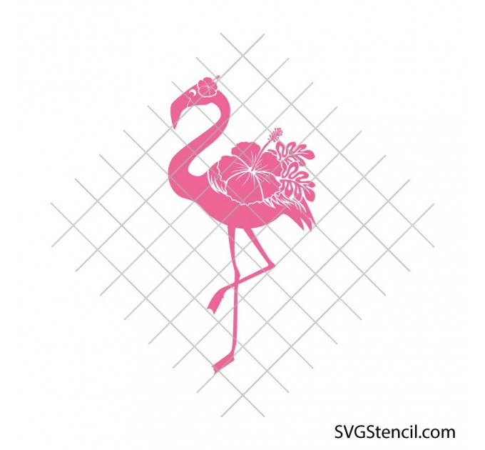 Flamingo with hibiscus svg | Tropical bird cut file | Summer cricut design