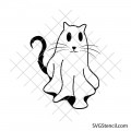 Ghost cat svg | Spooky kitty svg| Black cat svg