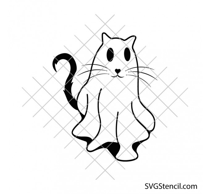 Ghost cat svg | Spooky kitty svg| Black cat svg