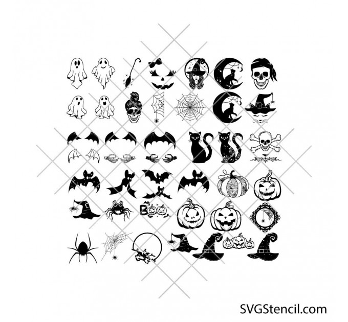 Halloween svg bundle | 40+ Spooky cut files | Ghosts, Bats, Pumpkins, Witches