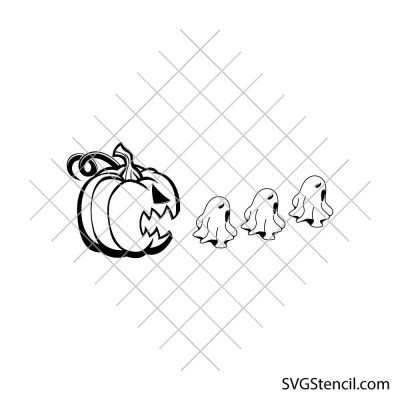 Pumpkin and ghosts svg | Retro ghosts with pumpkin svg | Spooky crafts svg