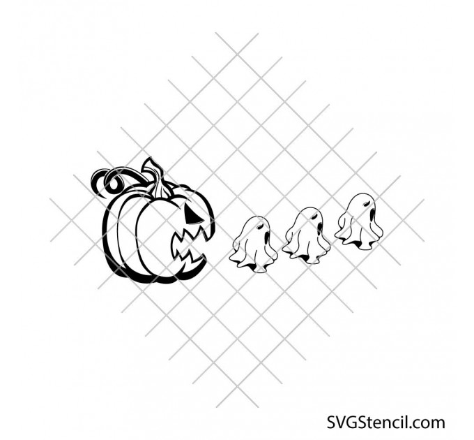 Pumpkin and ghosts svg | Retro ghosts with pumpkin svg | Spooky crafts svg