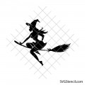 Flying witch silhouette svg | Halloween broomstick cut file | Spooky halloween witch svg