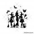 Witches silhouette svg | Halloween witch trio cut file | Witch with broomstick svg