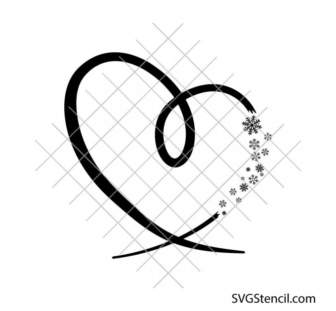 Heart with snowflakes svg | Winter love svg | Snow heart cut file for cricut and silhouette