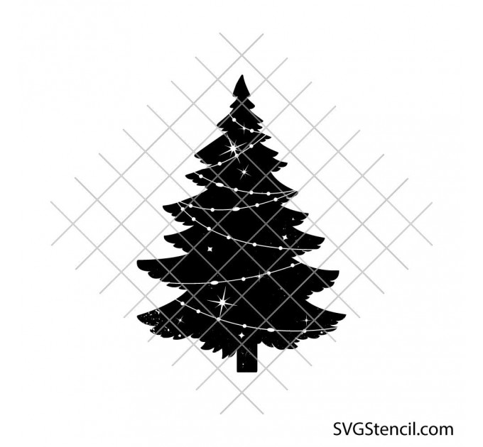 Christmas tree svg | Vintage pine tree silhouette | Rustic holiday design for cricut and silhouette