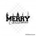 Merry Christmas svg | Christmas tree lettering cut file | Holiday quote for cricut and silhouette