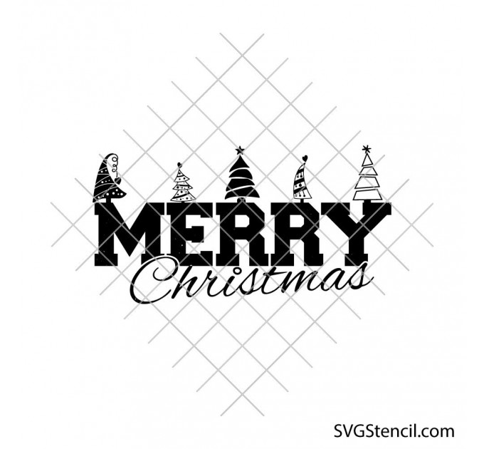 Merry Christmas svg | Christmas tree lettering cut file | Holiday quote for cricut and silhouette