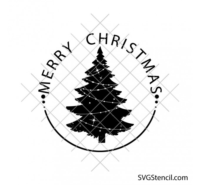Merry Christmas tree svg | Holiday circle design | Christmas badge cut file for cricut and silhouette