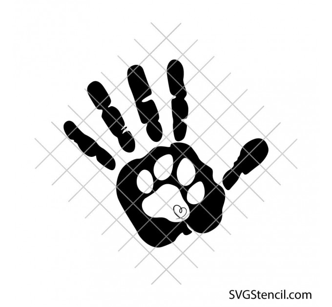 Hand and paw print svg | Pet lover heart paw cut file | Dog cat friendship cricut design