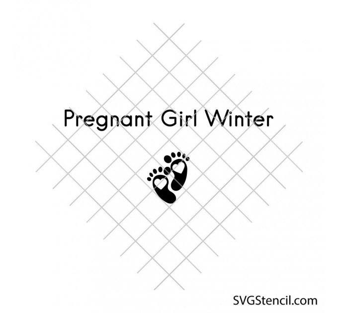 Pregnant Girl Winter svg | Baby footprints cut file for cricut and silhouette