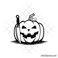 Evil pumpkin with knife svg | Halloween Jack O'Lantern clipart for cricut and laser cutting