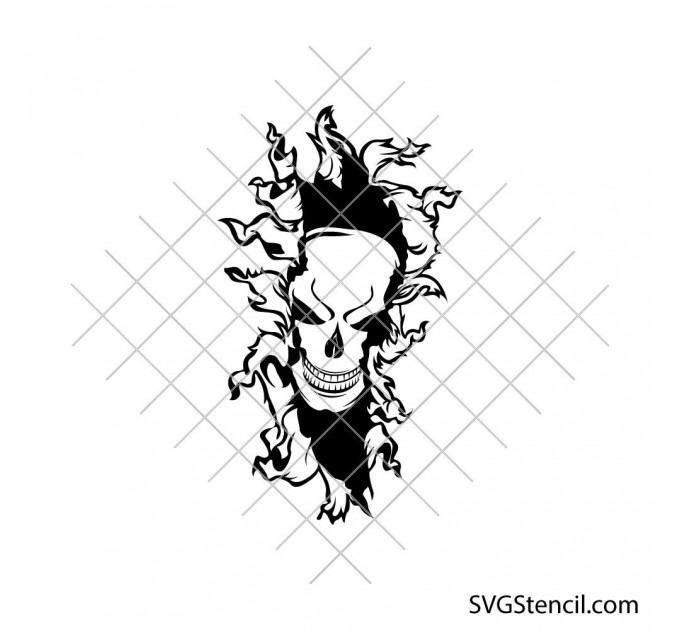 Skull in the wall svg | Peeking skull svg | Creepy skeleton svg