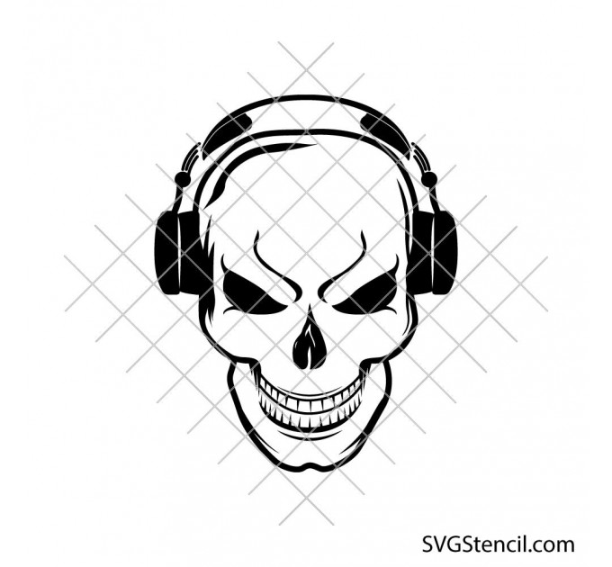 Skull with headphones svg | Music lover cut file | Rock DJ cricut design