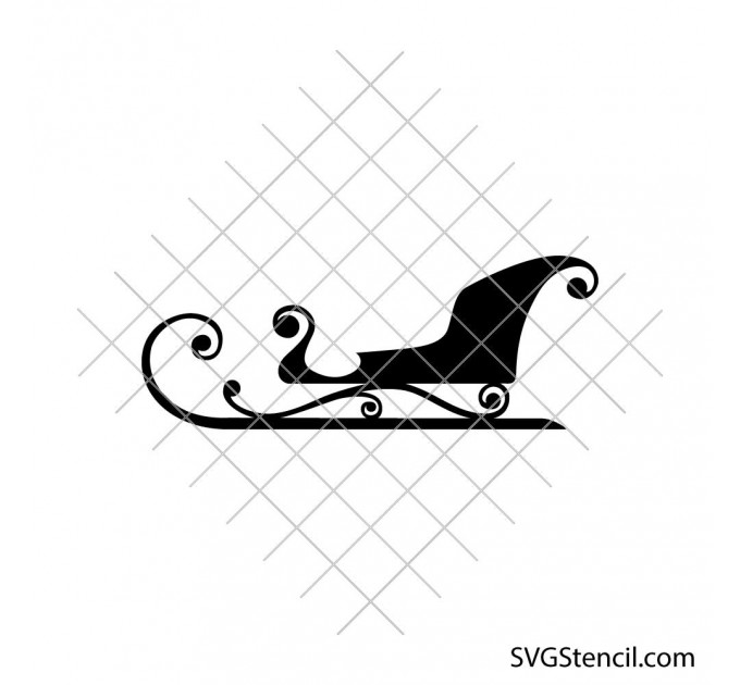 Christmas sleigh svg | Santa sleigh silhouette | Winter holiday clipart for cricut and silhouette