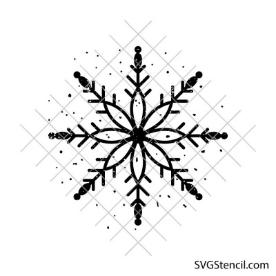 Distressed snowflake svg | Winter christmas snowflake clipart | Rustic holiday cut file for cricut and silhouette