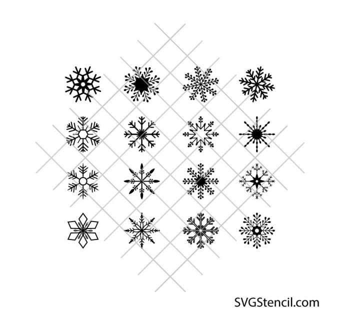 Snowflake svg bundle | Winter snowflakes cut files for cricut and silhouette | Christmas clipart set