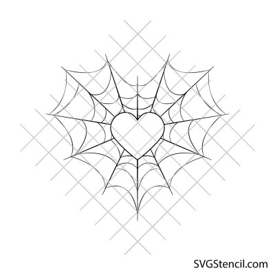 Spider web heart svg | Spiderweb svg| Gothic decor svg