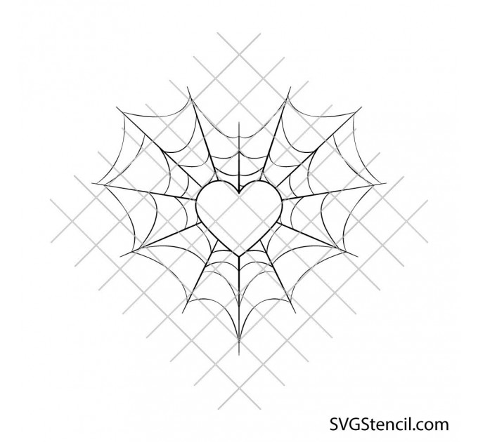 Spider web heart svg | Spiderweb svg| Gothic decor svg
