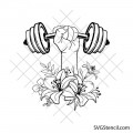 Strong woman with dumbbell and flowers svg | Fitness motivation cut file | Gym cricut design