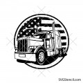 Semi truck with USA Flag svg | American truck svg | 18 wheeler svg