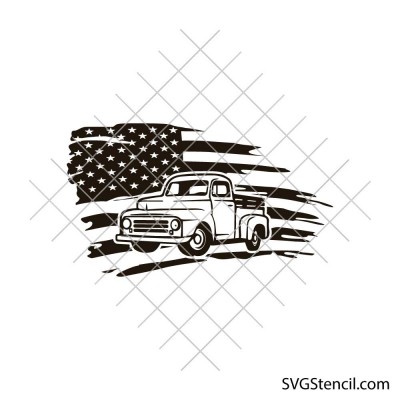 Vintage truck American Flag svg | Patriotic pickup cut file for cricut and silhouette Vintage truck American Flag svg | Patriotic pickup cut file for cricut and silhouette