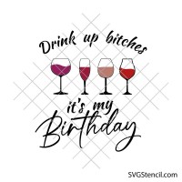 Drink up its my Birthday svg | Funny birthday wine quote cut file | Party shirt cricut design