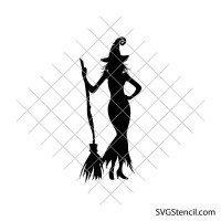 Beautyful witch svg | Witch with broom svg | Spooky season svg