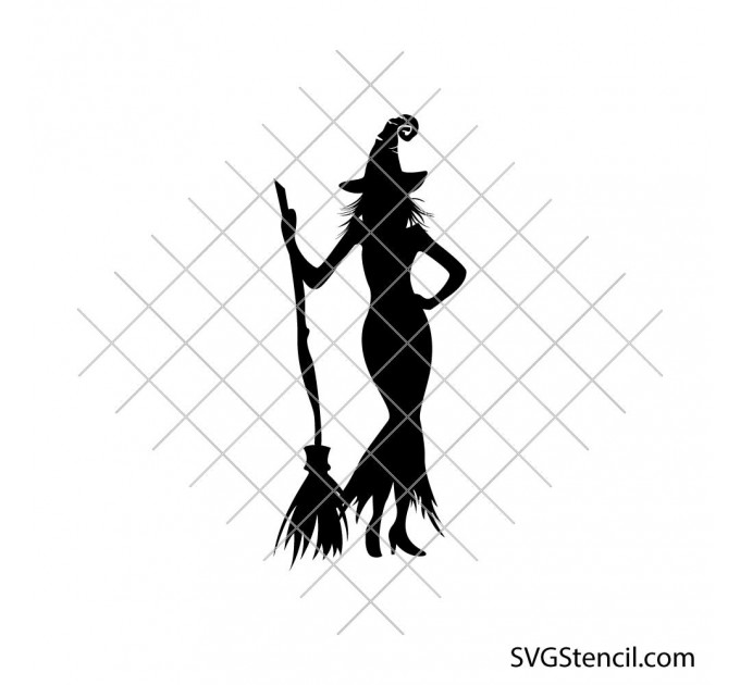 Beautyful witch svg | Witch with broom svg | Spooky season svg
