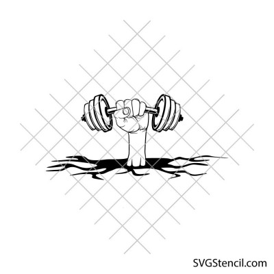 Power hand with dumbbell svg | Gym motivation cut file | Fitness workout cricut design