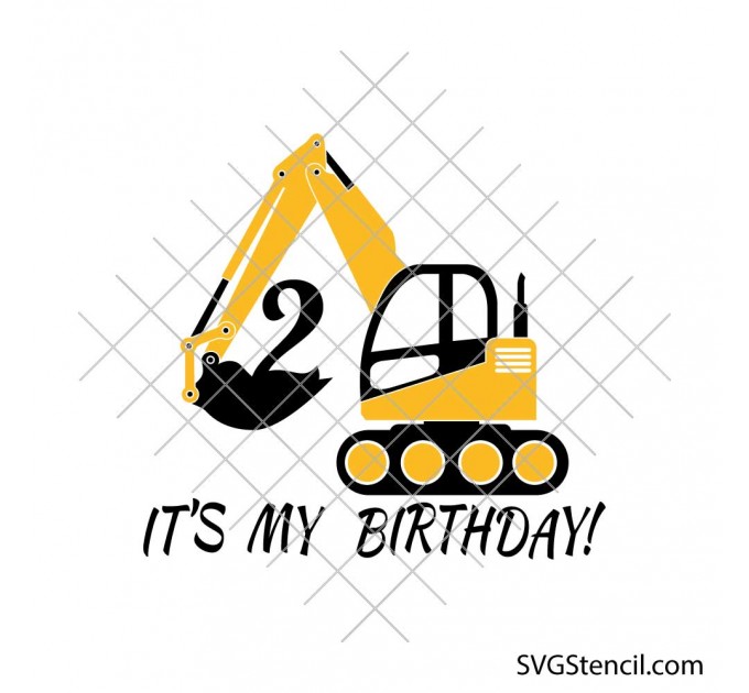 2nd Birthday excavator svg | Construction birthday shirt cut file